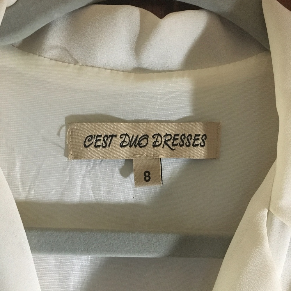 Off White Shear Crepe Event Dress - Picture 9 of 14